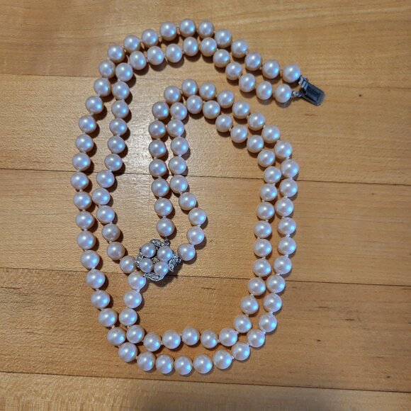 Vintage Faux Pearl Double-Strand Necklace - Picture 1 of 5
